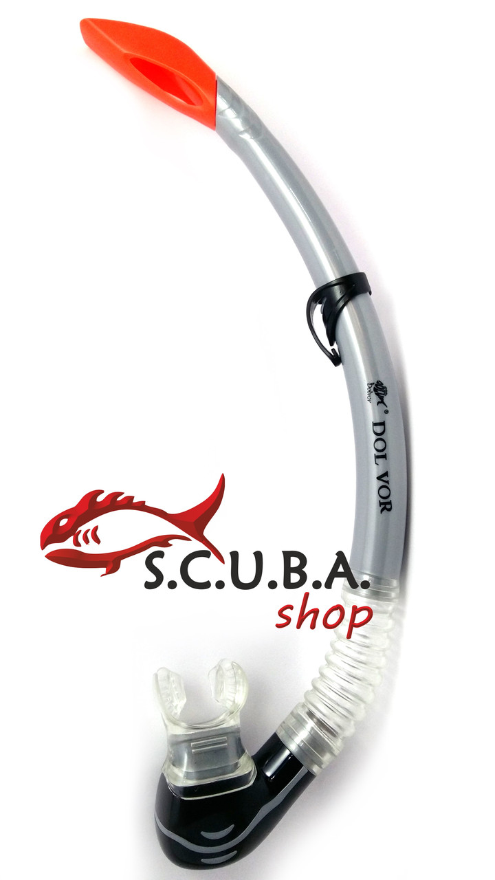 Трубка DOLVOR Travel для плавання з клапаном і фритопом, колір сірий, фото 1