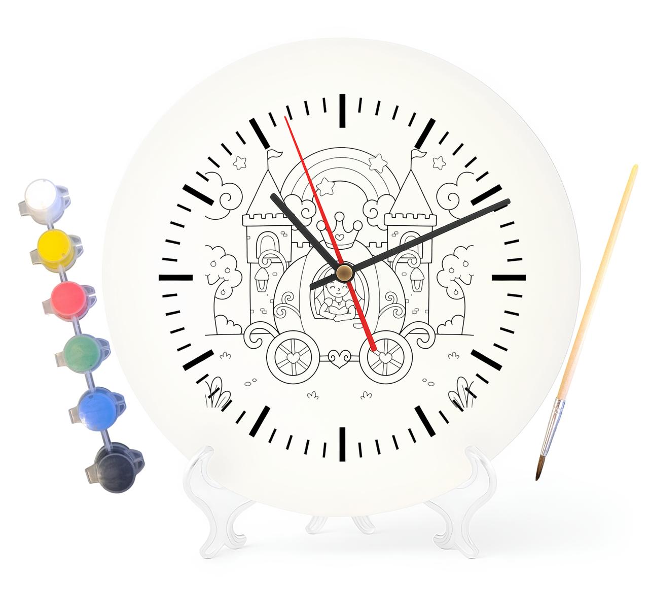 Дитячий набір для творчості годинник розмальовка Замок Принцеси 30 см (Г0168), фото 1