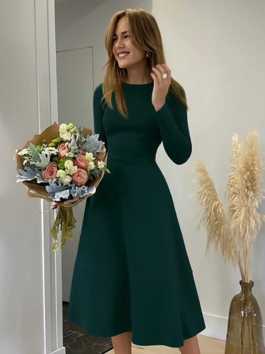 Витончене та неповторне жіноче плаття, темно-зелене, фото 1