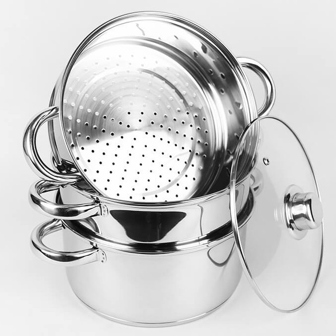 Велика Пароварка Maestro MR-2900-22 Ø22 см 4.0 л | Нержавіюча Сталь | Багатошарове Дно | Для Всіх Плит, фото 1