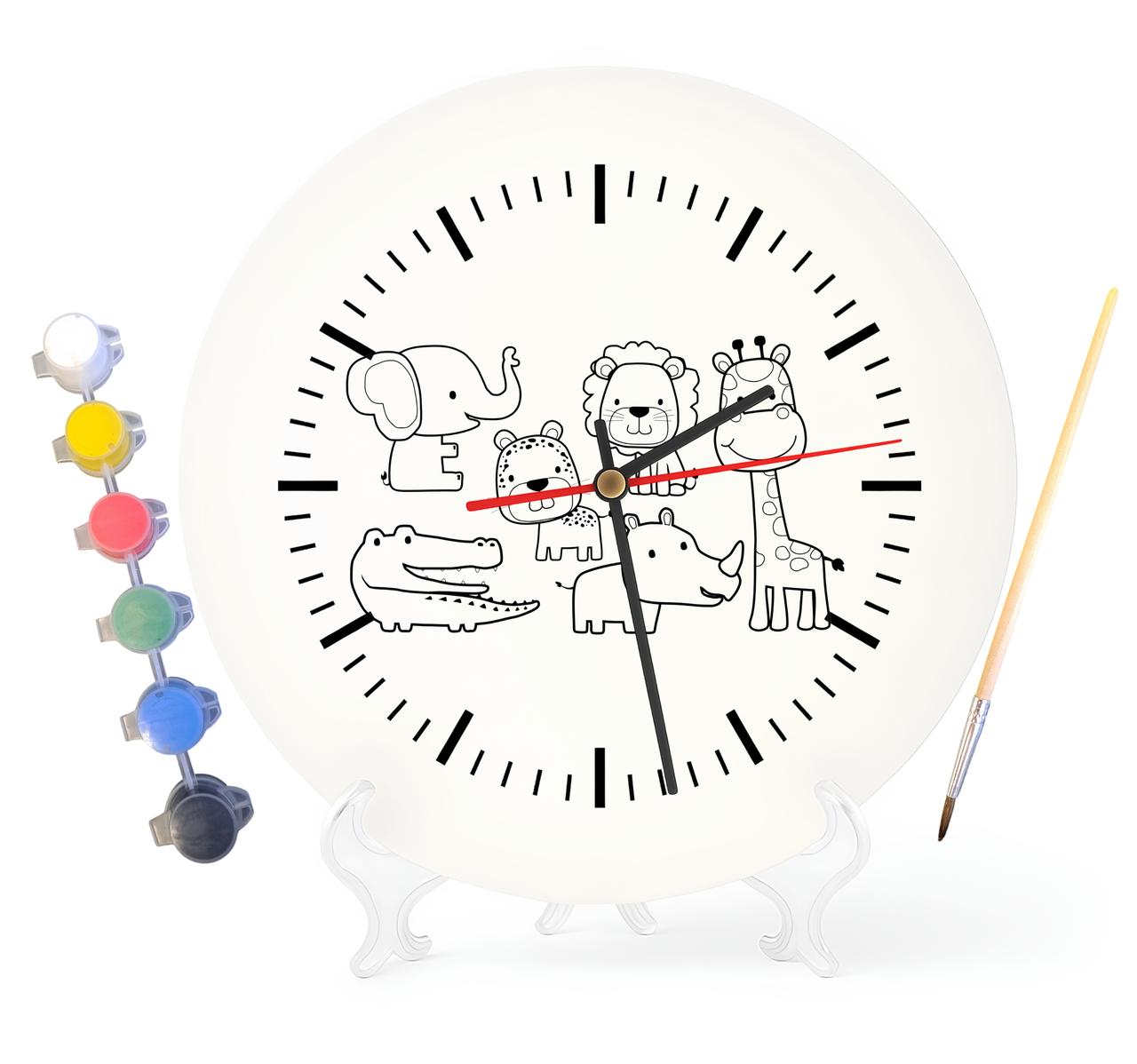 Дитячий набір для творчості годинник розмальовка Веселі Звірятка 30 см (Г0165), фото 1
