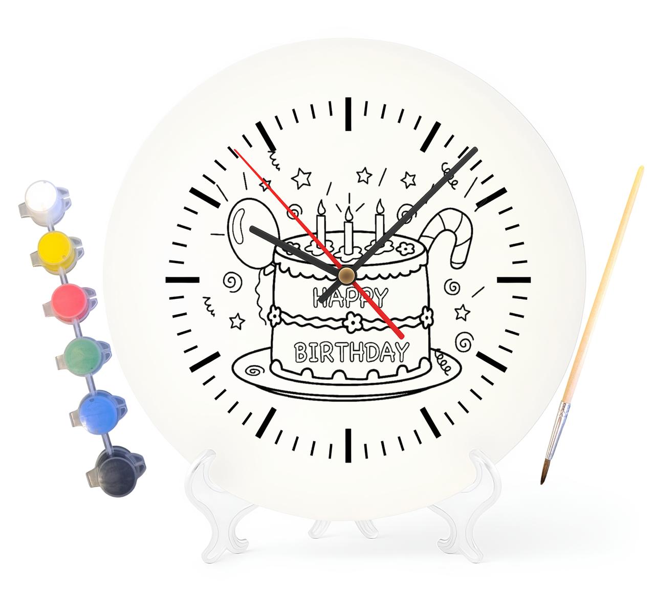 Дитячий набір для творчості годинник розмальовка День народження 30 см (Г0162), фото 1