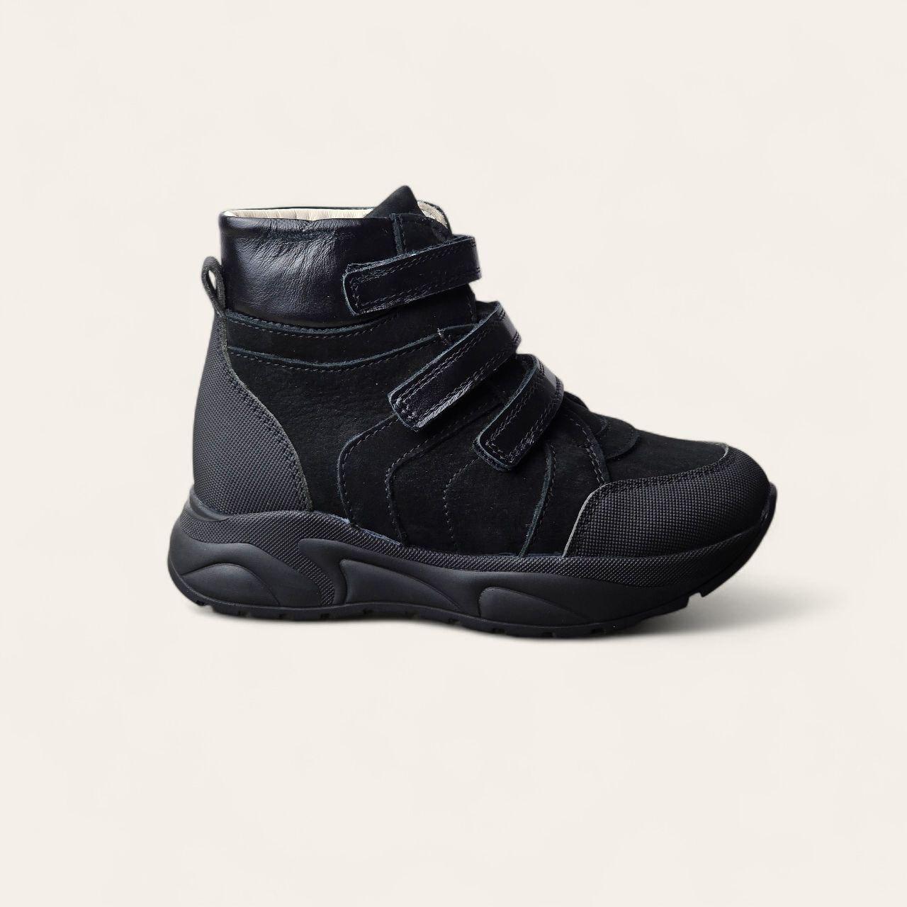 Дитячі підліткові теплі зимові ортопедичні черевики чорного кольору 39 р, фото 1