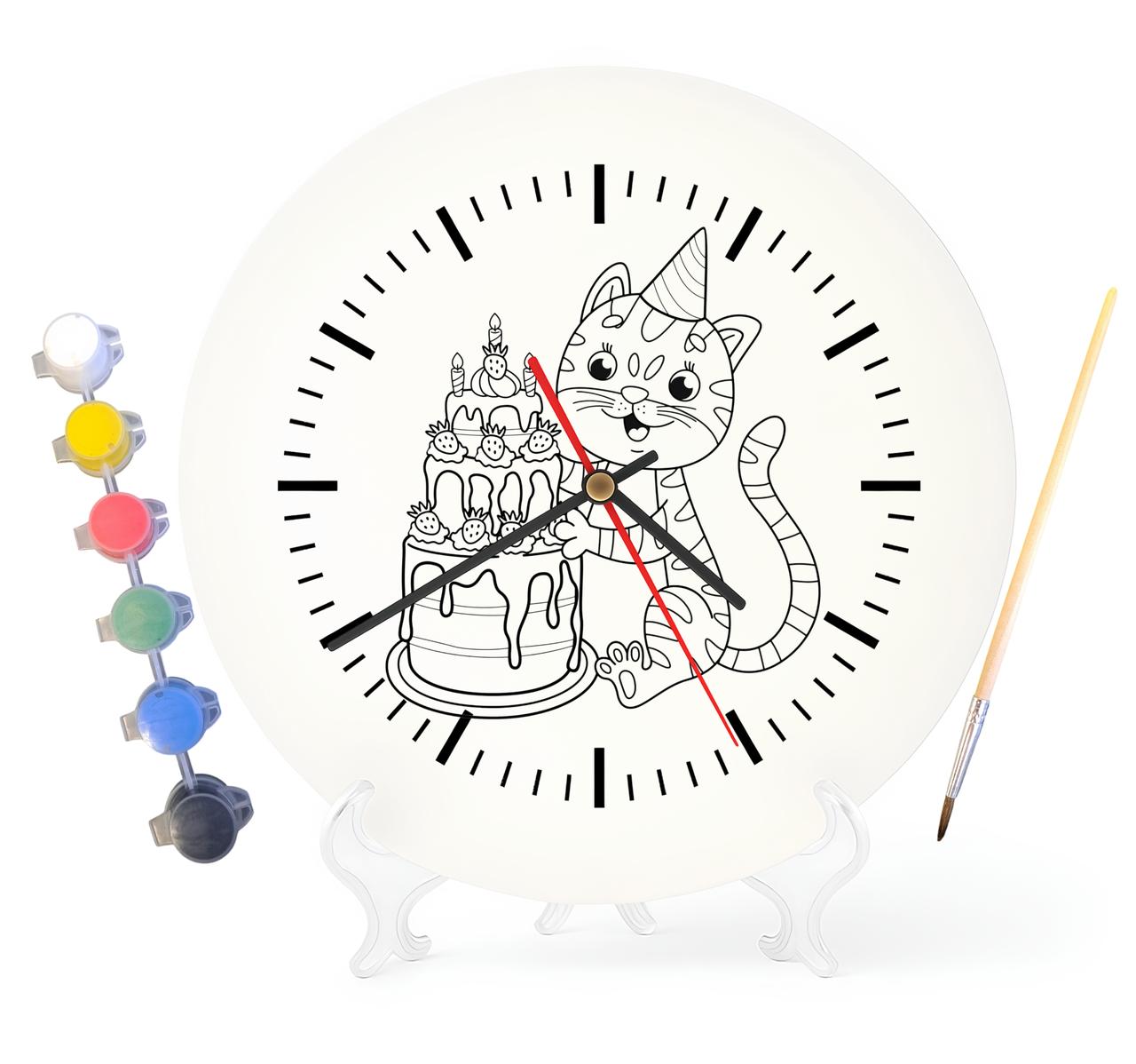 Дитячий набір для творчості годинник розмальовка Котик 30 см (Г0159), фото 1