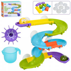 Гра для купання YB1715 лабіринт, водоспад, кульки-брязкальце 2шт, ковшик, присоски, 30 деталей, в коробці 21,5-18,5-8см