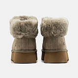Жіночі зимові уггі UGG Funkette Boot Platform Khaki, хакі замшеві уггі на платформі, фото 4