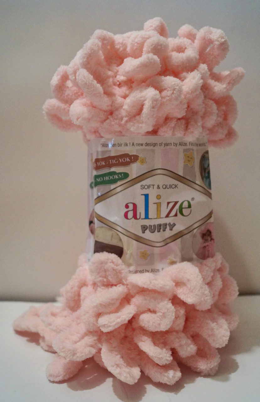 Пряжа Alize Puffy петелькова пряжа для в'язання без спиць № 340 - пудра