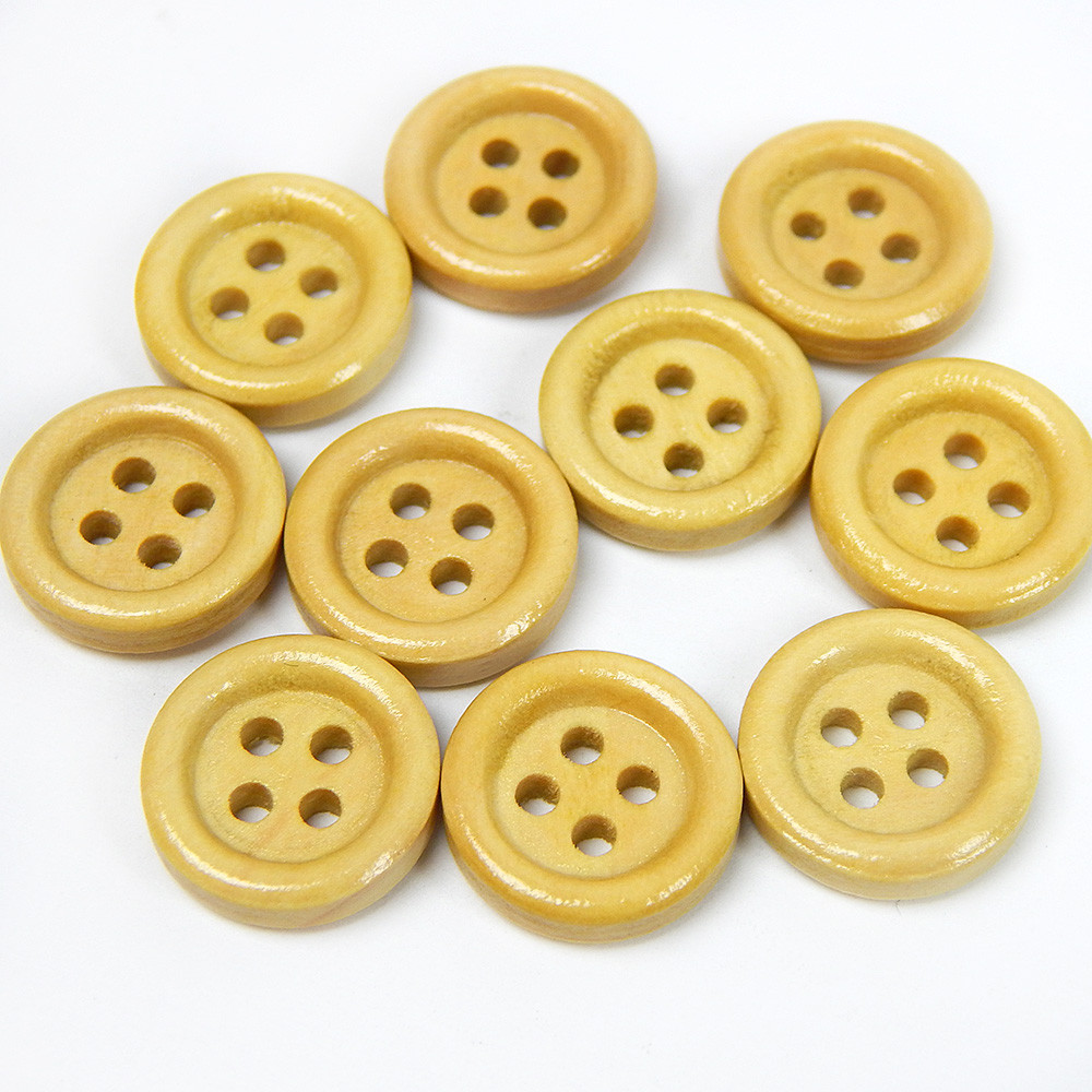 Пуговиці натуральні дерев'яні круглі, Ø 15 мм (10 шт)