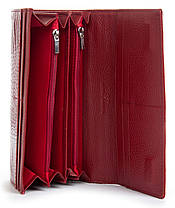 Червоний шкіряний гаманець на магнітах жіночий лаковий з двома монетницами Sergio Torretti W501-2, фото 4