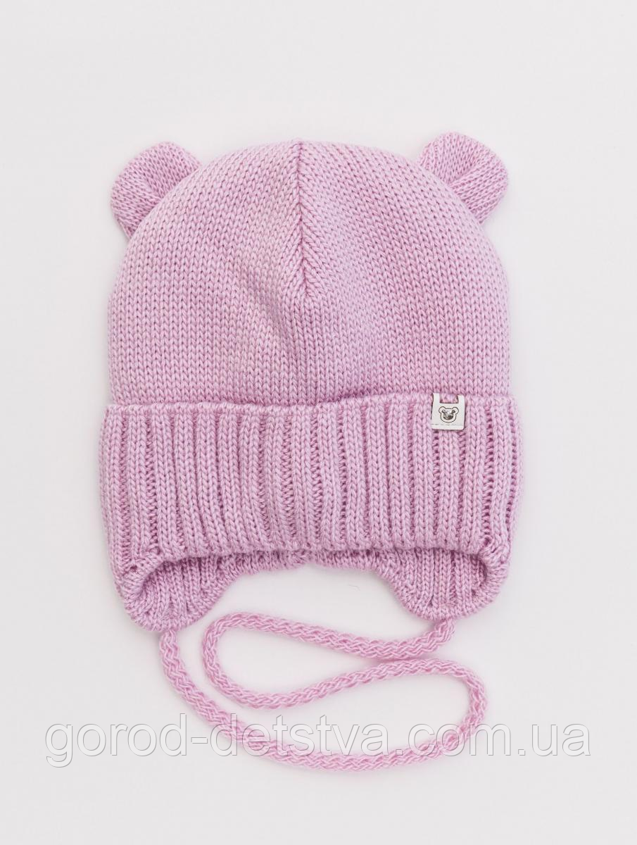 Зимова дитяча шапочка на зав'язках для дівчинки розмір 44-46 см, фото 1