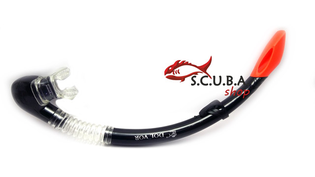 Трубка DOLVOR Travel для плавання з клапаном і фритопом, колір чорний Трубка DOLVOR Travel для плавання з клапаном і фритопом, колір чорний