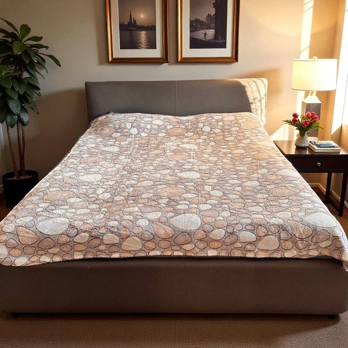 Плед Євро Colorful Home "Стрижка" 200 х 220 см (38090) Сіро-бежеві камені, фото 1