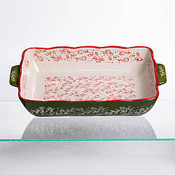 Форма для запікання Vintage 33×21×5.5 (см) прямокутна з ручками Зелена HM05-11 Доставка по Україні
