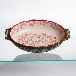 Форма для запікання Vintage 25×15×5 (см) овальна з ручками Зелена HM05-01 Доставка по Україні