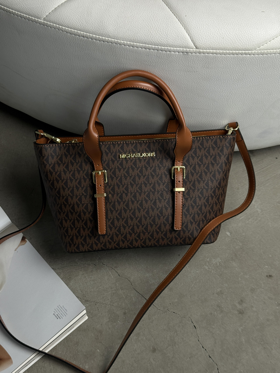 Сумка жіноча Michael Kors Moore small tote bag коричневий + рудий Майкл Корс крос боді, фото 1