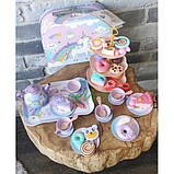 Дитячий іграшковий посуд Чайний сервіз з десертами у валізці з єдинорогами металевий (60374), фото 7