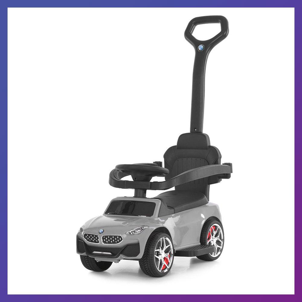 Дитяча каталка-толокар 2в1 BMW M 6253 з батьківською ручкою Сірий, фото 1