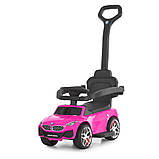 Дитяча каталка-толокар 2в1 BMW M 6253 з батьківською ручкою Рожевий, фото 2