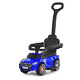 Дитяча каталка-толокар 2в1 Mercedes M 6255 з батьківською ручкою Синій, фото 2