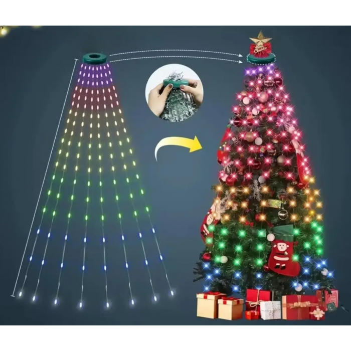 Гірлянда Кінський хвіст від USB, 2 м, 10 ниток, 400 LED + пульт/Смарт гірлянда/ Розумна гірлянда на ялинку