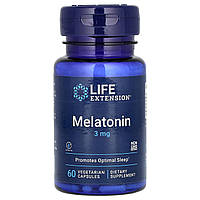 Мелатонін, Melatonin, Life Extension, 3 мг, 60 капсул