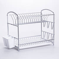 Двоярусна сушарка для кухні алюмінієва з лотком і тримачами HP-46-13