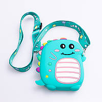 Дитяча силіконова сумка Динозавр 12×11×3 (см) через плече Бірюзовий HP-55-4GR