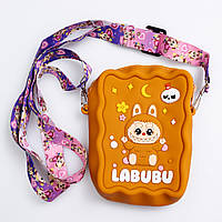Дитяча силіконова сумка Лабубу 12.5×9×3.5 (см) через плече Коричневий HP-55-7BR