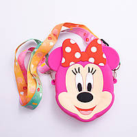 Дитяча силіконова сумка Мінні Маус 15×13×3 (см) через плече Малинова HP-55-9PP