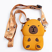 Дитяча  силіконова сумка Капібара 13×9×3 (см) через плече Коричневий HP-55-3BR