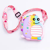 Дитяча силіконова сумка Динозавр 12×11×3 (см) через плече Фіолетовий HP-55-4V