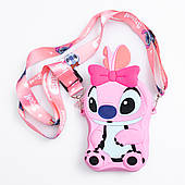 Дитяча силіконова сумка Стіч 13×9×2,5 (см) через плече Рожева HP-55-5P