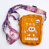 Дитяча силіконова сумка Лабубу 12.5×9×3.5 (см) через плече Коричневий HP-55-7BR