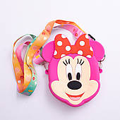 Дитяча силіконова сумка Мінні Маус 15×13×3 (см) через плече Малинова HP-55-9PP