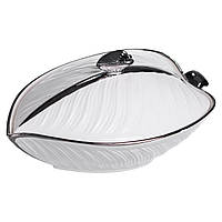 Супниця 800 (мл) порцелянова 26×18×14 (см) з кришкою Білий з сріблом XL-4074AS