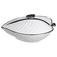 Супниця 800 (мл) порцелянова 32×21×16 (см) з кришкою Білий з сріблом XL-4054AS