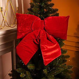 Оксамитовий бант для декору на ялинку 55×70 (см) Бордовий CR-2-1