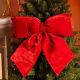 Оксамитовий бант для декору на ялинку 45×50 (см) Бордовий CR-2-2