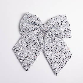 Бант новорічний для декору з паєтками на ялинку 35×45 (см) Сріблястий CR-2-27