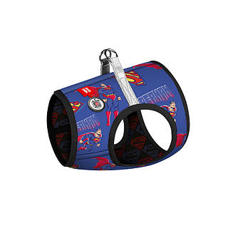 Шлея для собак м'яка WAUDOG Clothes з QR паспортом, малюнок "Сила Супермена", XS3, В 32-35 см, С 22-24 см