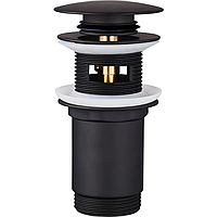 Донний клапан для раковини Koer PW-07-05 1 1/4'' з переливом автоматичний СLICK-СLACK (Колір чорн) (KR5785)