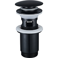 Донний клапан для раковини Zerix BV-01 BLACK 1 1/4'' з переливом автоматичний СLICK-СLACK (Колір чорний) (ZX6016)