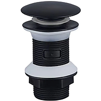Донний клапан для раковини Zerix BV-02 BLACK 1 1/4''  без переливу автоматичний СLICK-СLACK (Колір чорний) (ZX6018)