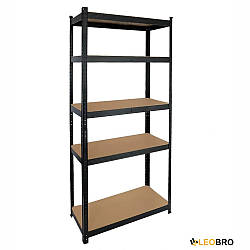 Стелаж LEOBRO Black 150 х 70 х 30 см, 175 кг/полиця, 5 полиць (LB-R117) для складу, у комору, у гараж