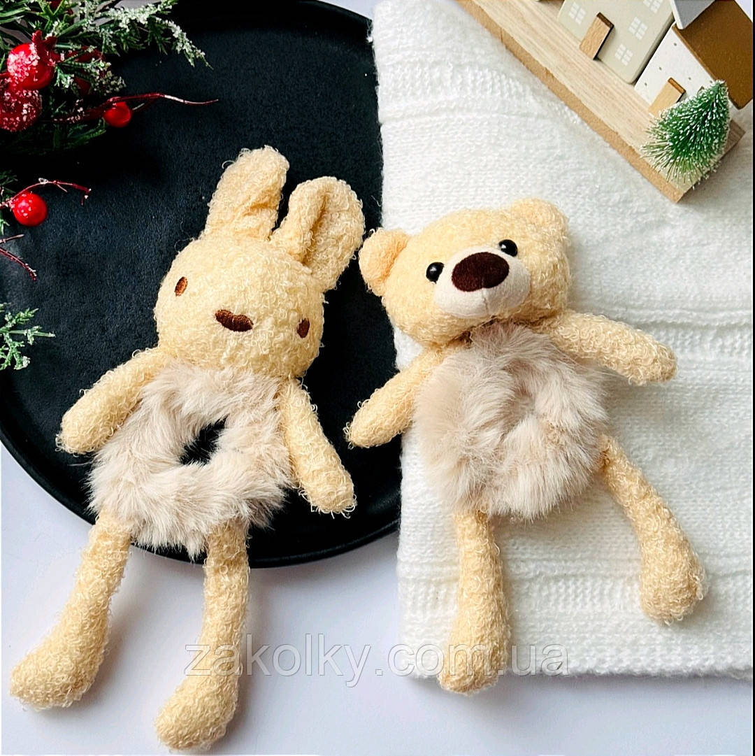 Гумки для волосся дитяче хутро "Зайка + ведмедик"