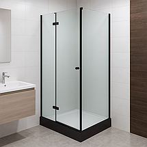 Душова кабіна VIVIA Adriana Black M 100х80х210 см з низьким піддоном прозоре скло розпашні двері, фото 2