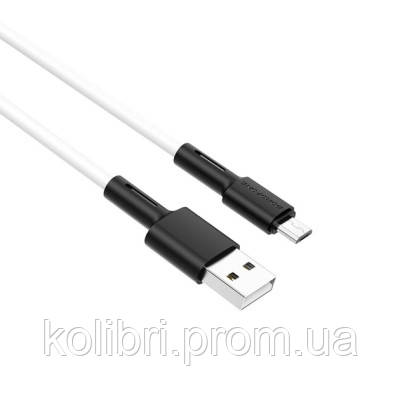 Дата кабель USB 2.0 AM to Micro 5P 1.0m silicone white BOROFONE 6931474710383 kolibri, фото 1