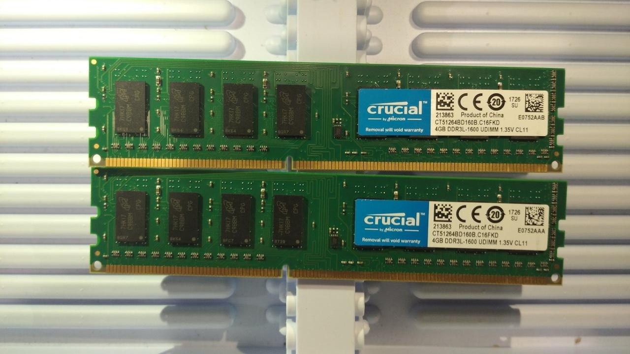8Gb (2*4GB) DDR3L 1600MHz Crucial PC3L12800U 2Rx8 RAM Оперативна пам'ять, фото 1