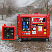 Генератор дизельний 9000 Bт Kraftwele SDG9000S 1F ATS однофазний, електростартер, для будинку і офісу