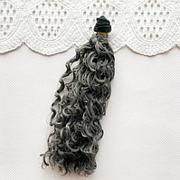 Волосся для Ляльок Мокрі Кучері Тресс Омбре ГРАФІТ 25 см